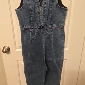 Denim Laced-up Jumpsuit